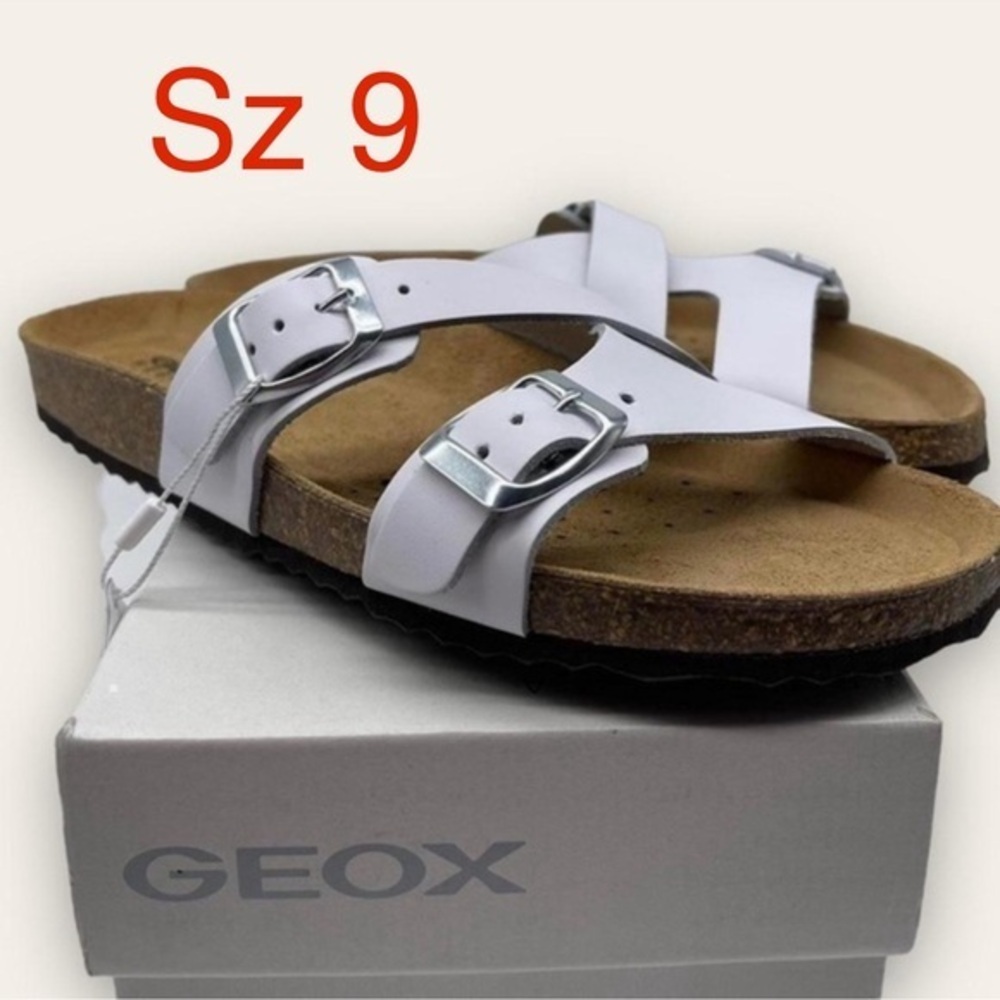 White Leather Crisscross Sandal w/ 2 buckles